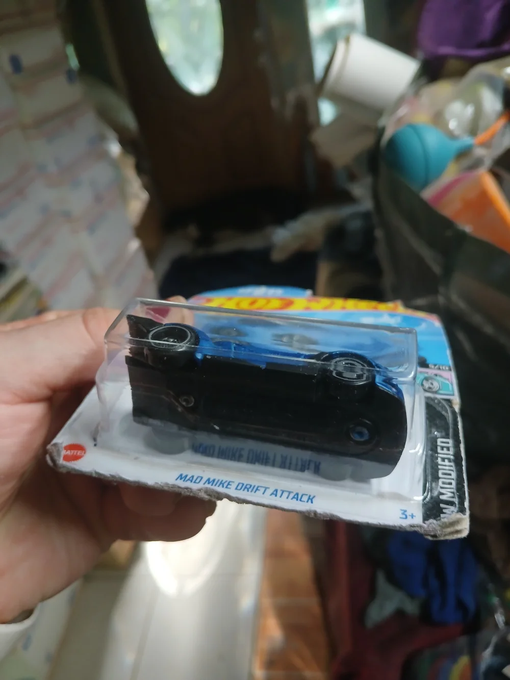 blue Hot Wheels Mad Mike Drift Attack diecast car in 1:64 scale from the 2024 HW
